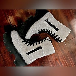 Crystal rhinestone combat boots size 8